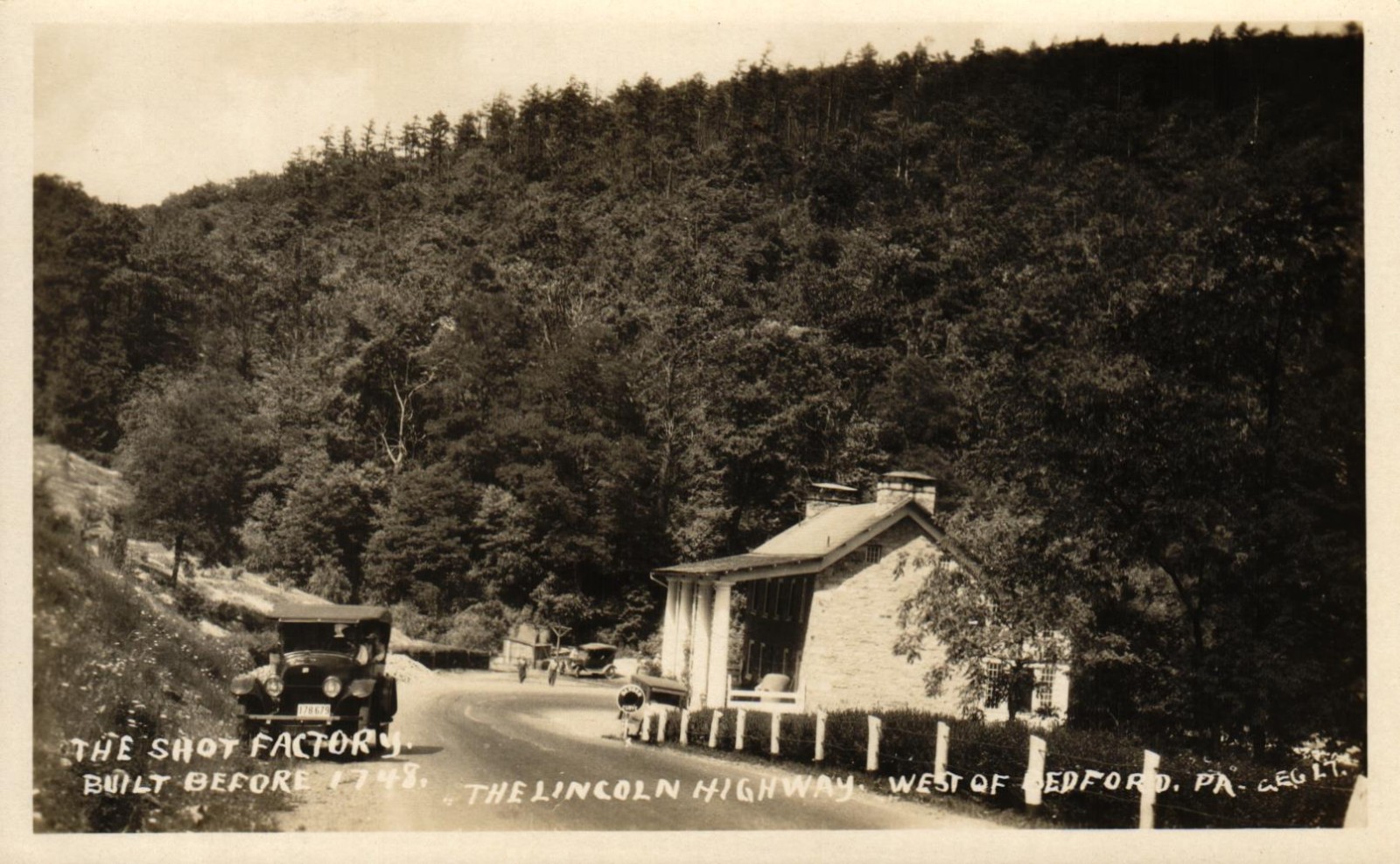 Lincoln Highway Pennsylvania - Shot Factory Built Before 1748 W of Bedford RPPC