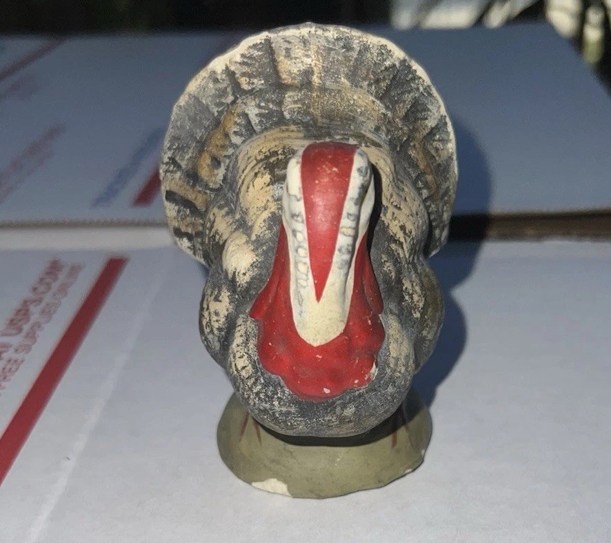 Vintage Paper Mache Turkey Figurine Thanksgiving Decor