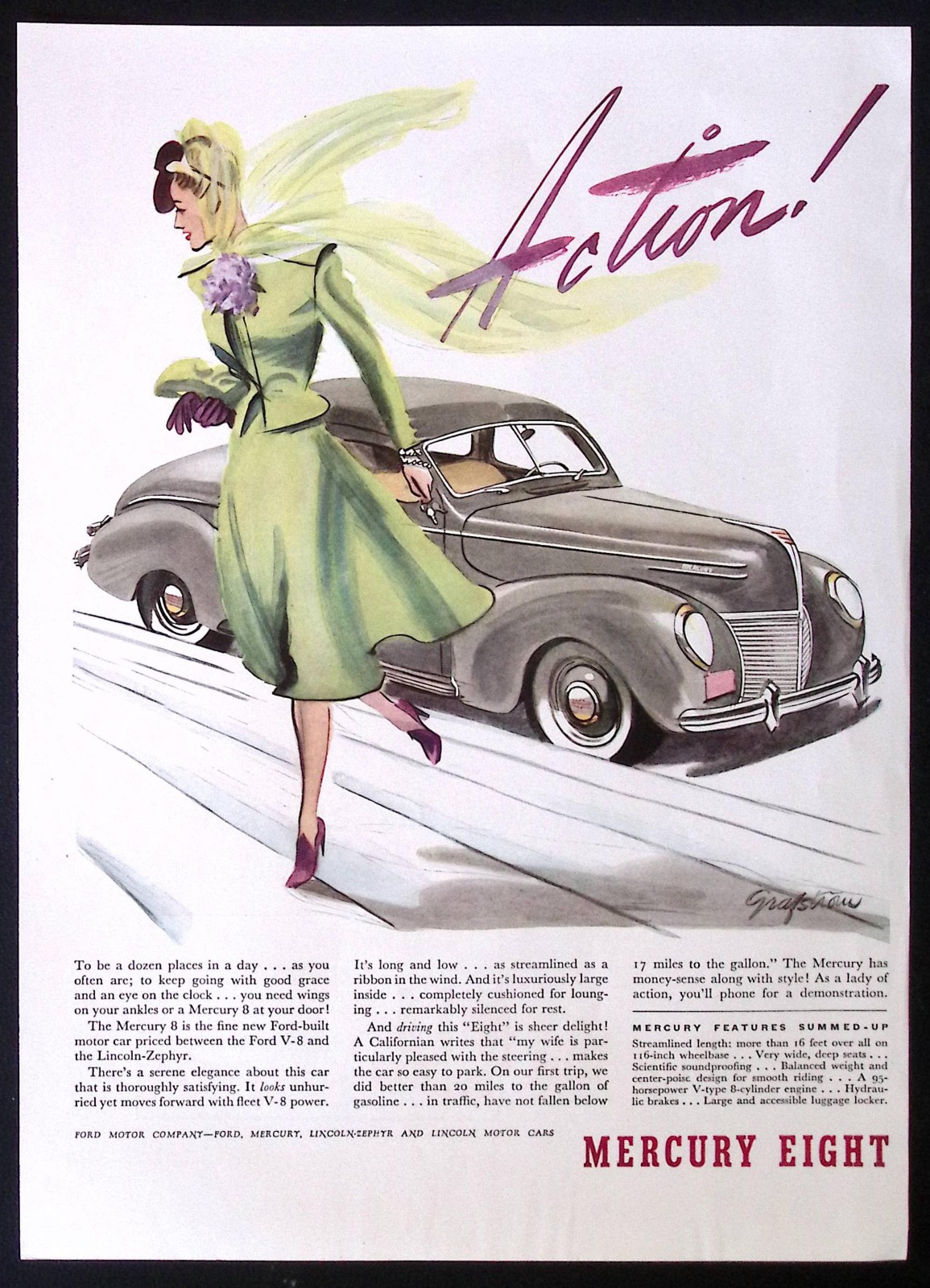 1939 Mercury ad gray Mercury Eight Coupe