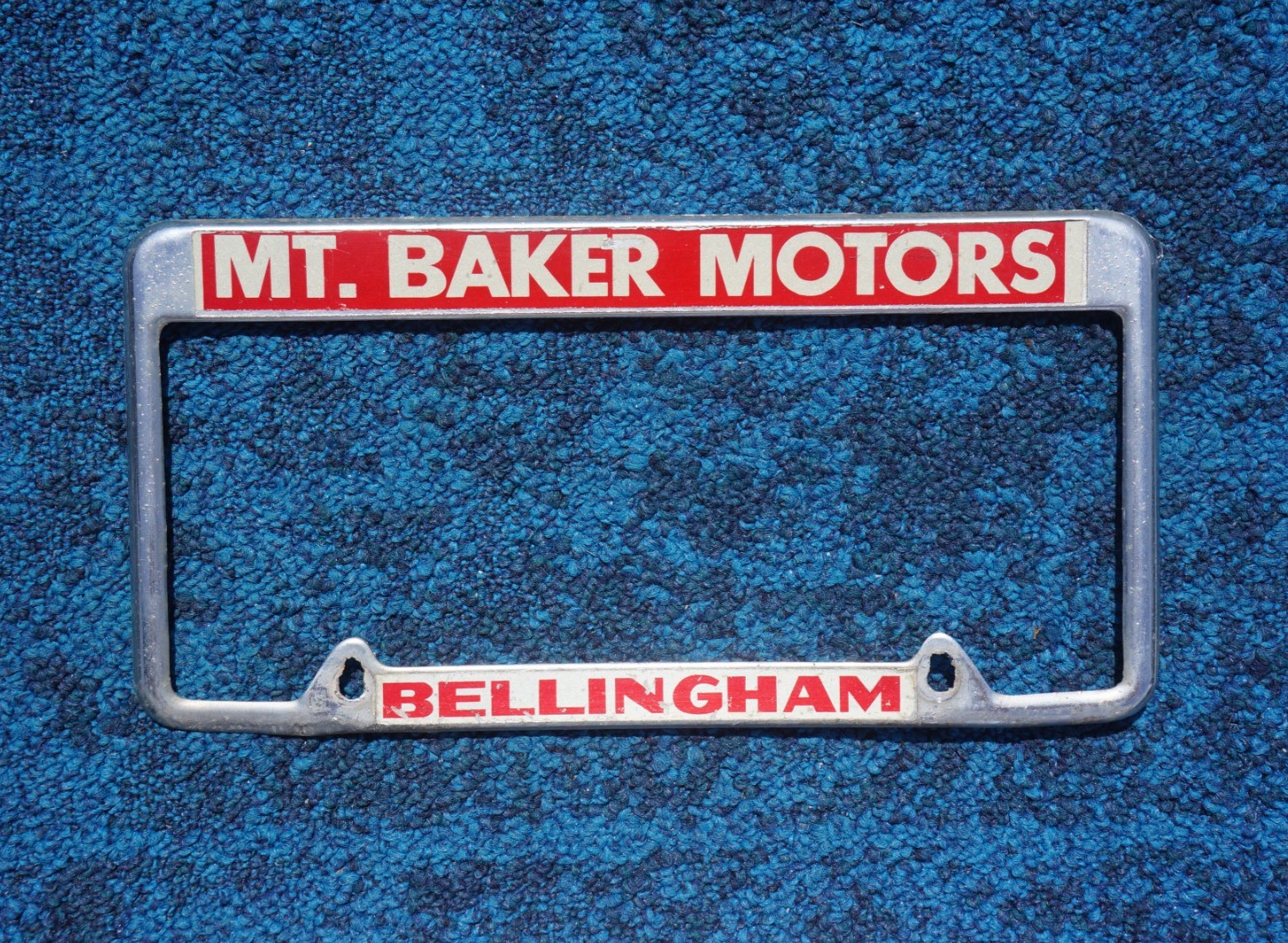 BELLINGHAM Washington License Plate DEALER FRAME - MT BAKER MOTORS
