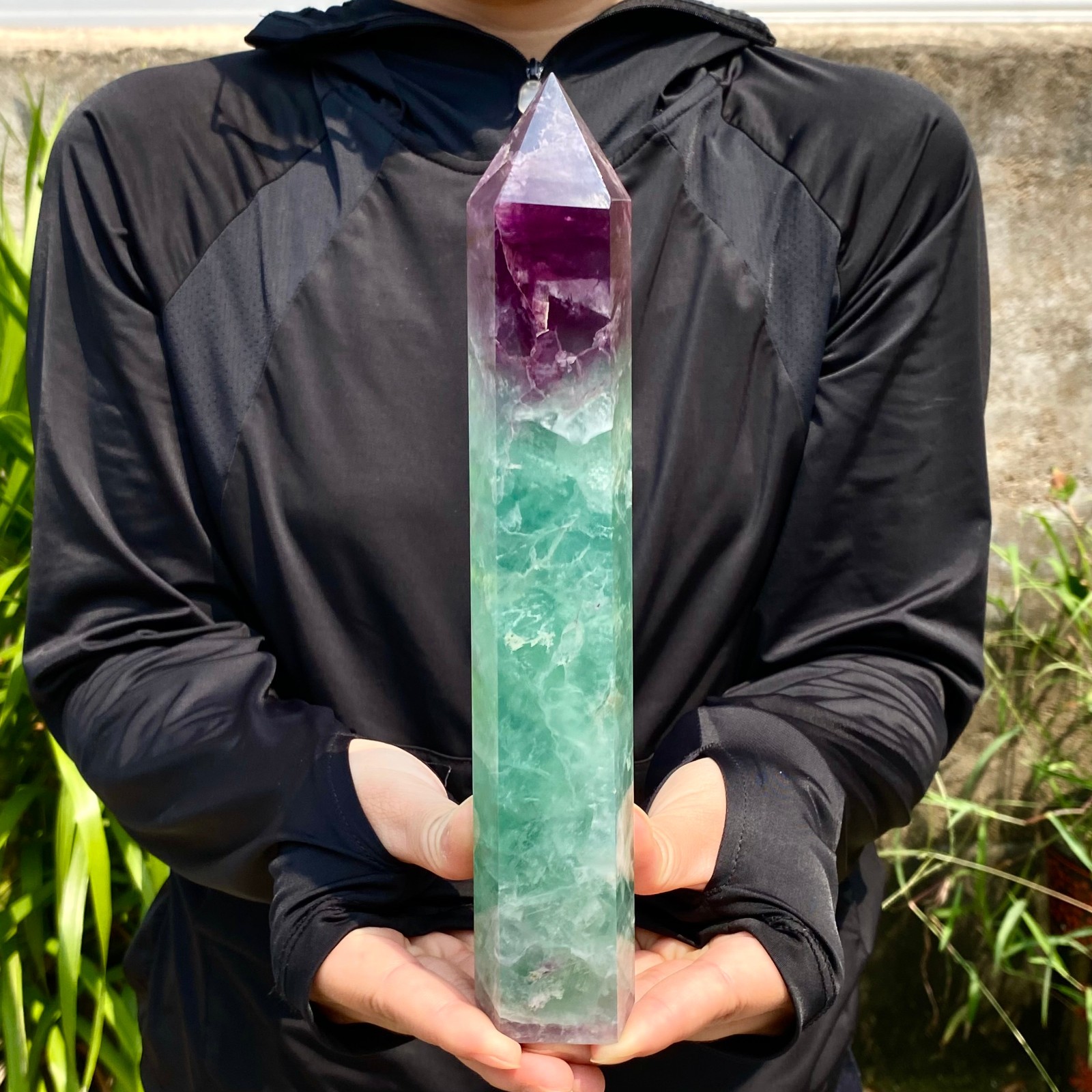 2.1LB Natural Fluorite Crystal Column Magic Wand Obelisk Point Earth Healing