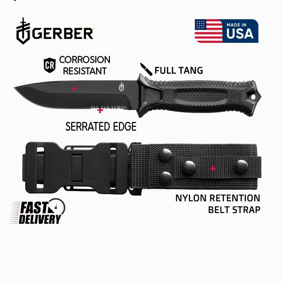 Gerber Gear Strongarm, Fixed Blade Tactical Knife for Survival, Serrated F Edge Gerber Gear Strongarm, Fixed Blade Tactical Knife for Survival, Serrated F Edge