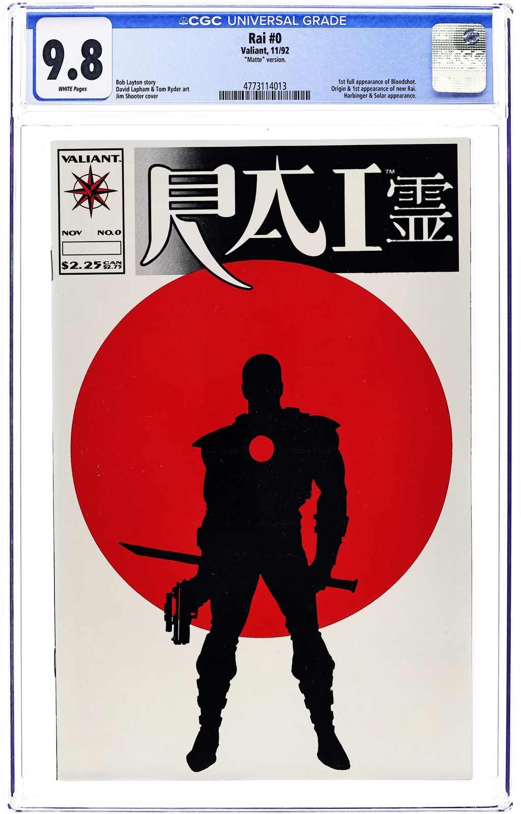 Rai #0 CGC 9.8 1992 4773114013 1st app. new Rai, 1st full app. Bloodshot