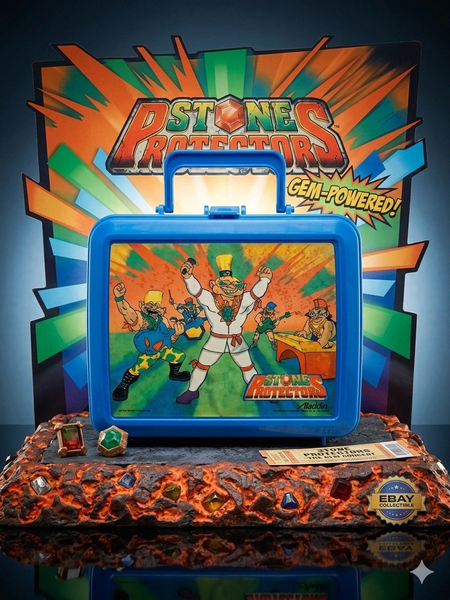 Vintage 1993 Stone Protectors Plastic Lunch Box Aladdin Ace Novelty NO THERMOS
