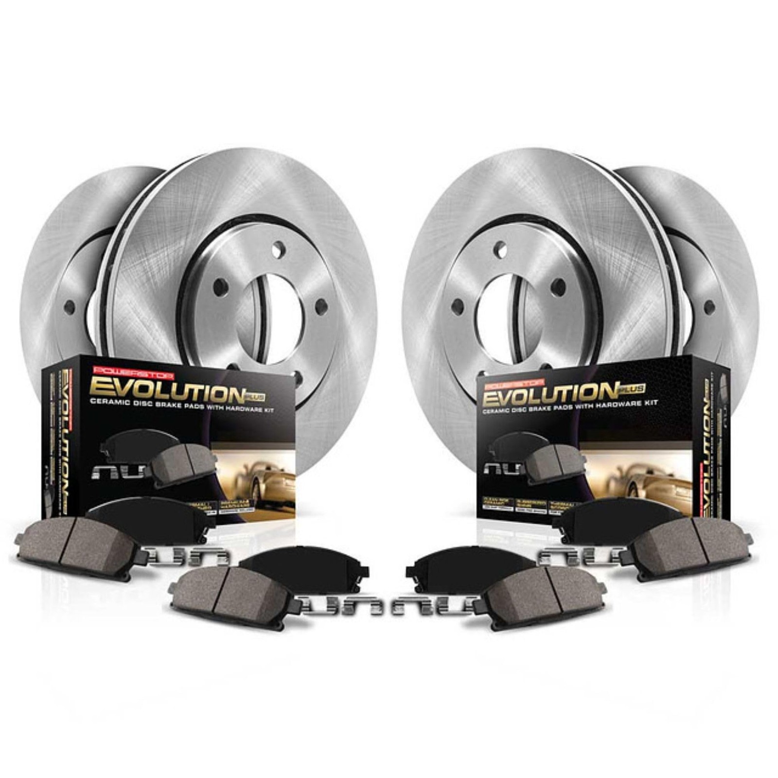 PowerStop Front and Rear Brake Kit For Honda Civic 1999-00 - Disc Rotors & Ce...