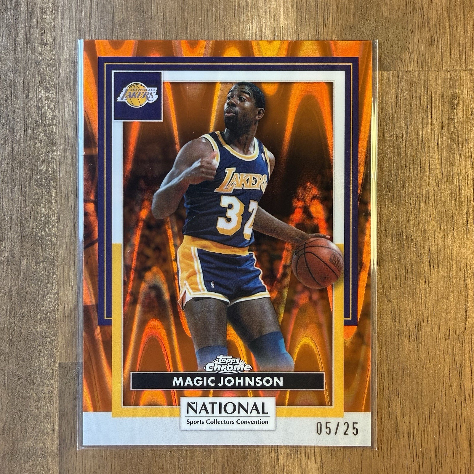 2025-26 Topps Chrome The National Magic Johnson #NBA-34 Orange Raywave /25