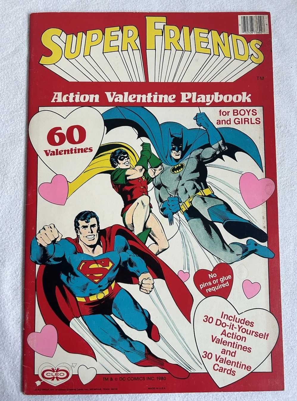 DC Comics Super Friends Action Valentine Playbook 60 Valentine 1980 - ultra mint