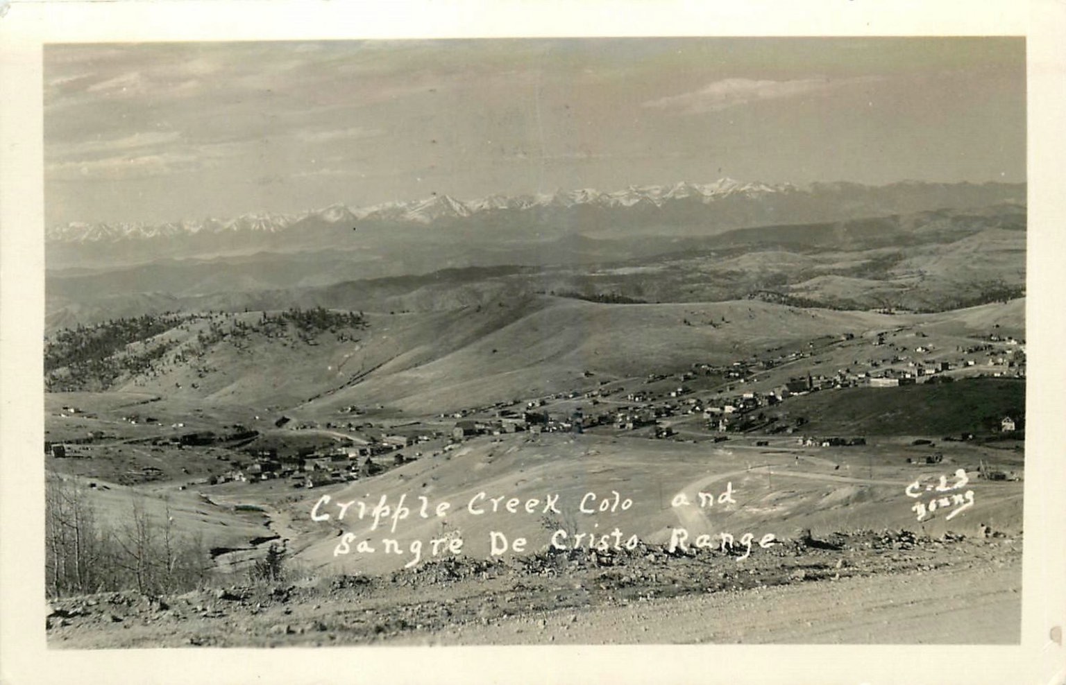 Cripple Creek Colorado RPPC 1937 Sangre De Cristo Range Mountain View Postcard