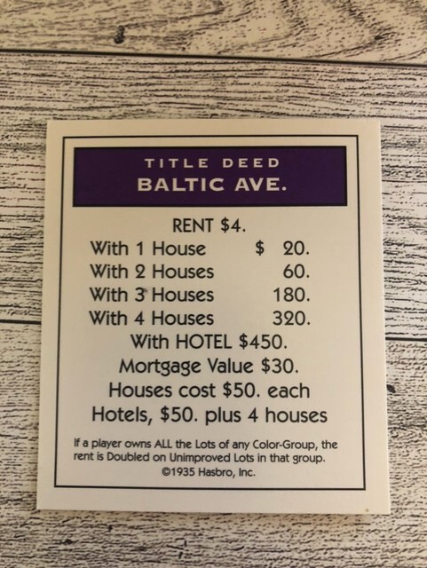 Hasbro Monopoly Property Cards Replacement - Choose Your Deed Title
