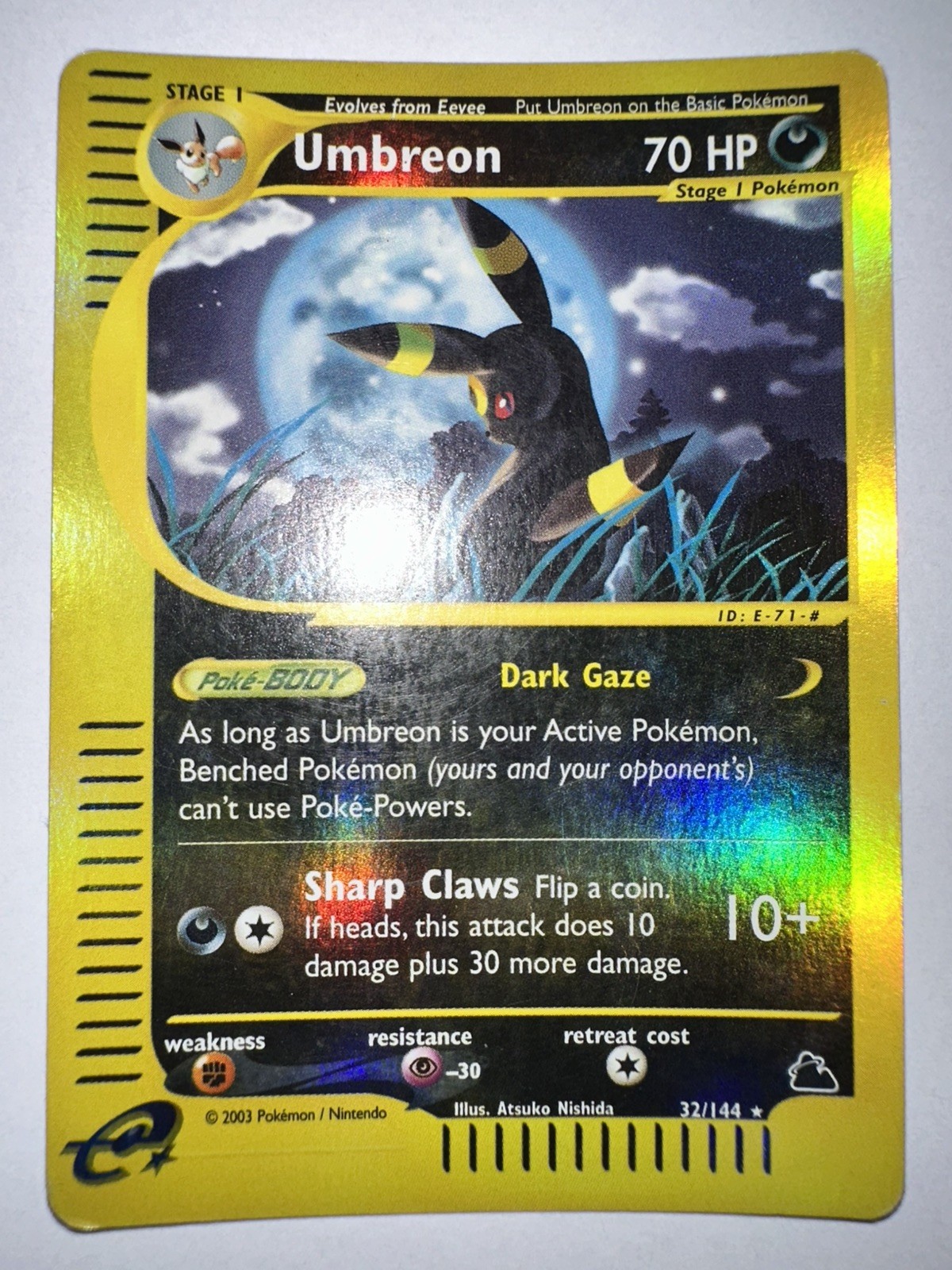 Pokemon TCG Umbreon Reverse Holo Rare 32/144 Skyridge 2003