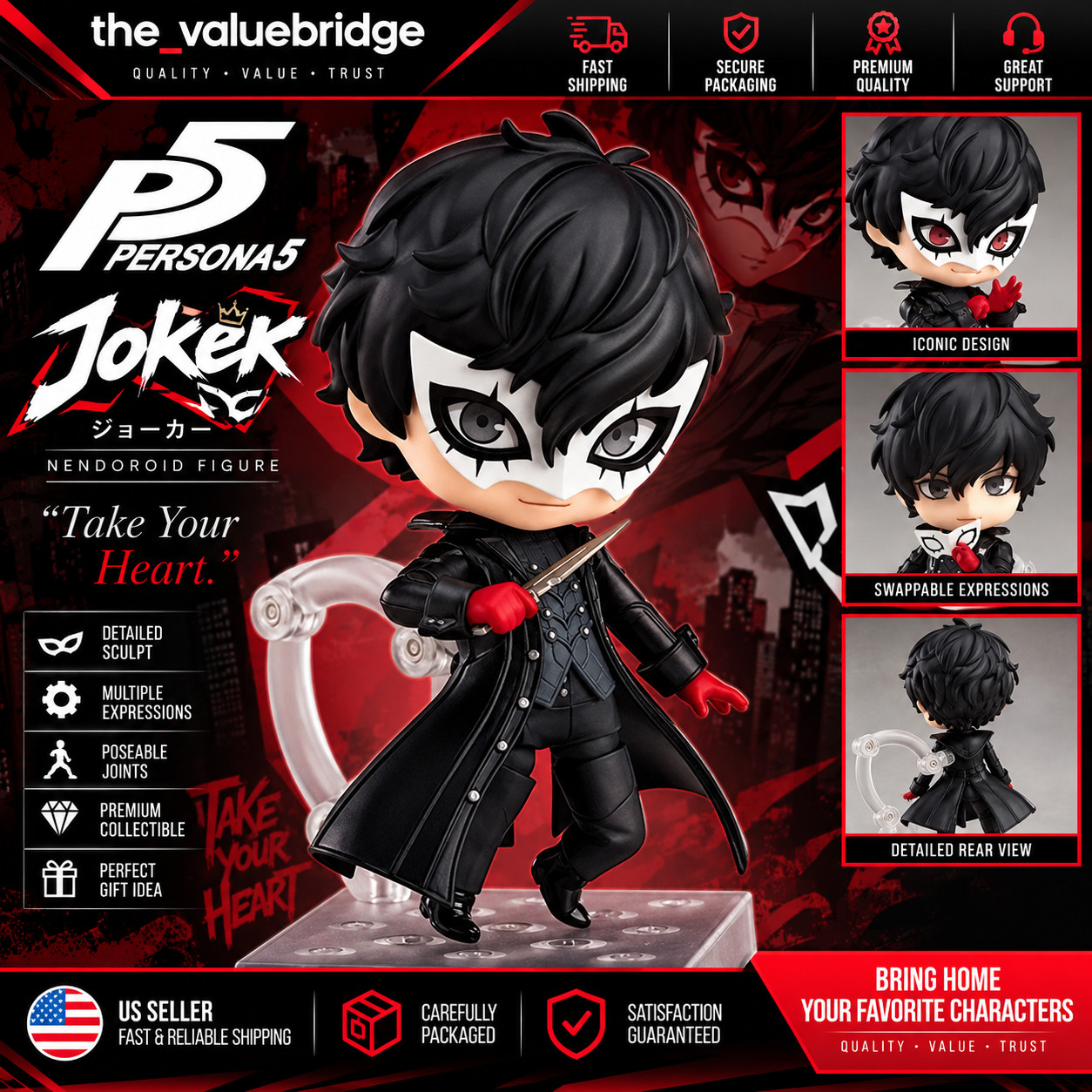 Persona 5 Joker Nendoroid PVC 989 Ren Amamiya Doll Model -new