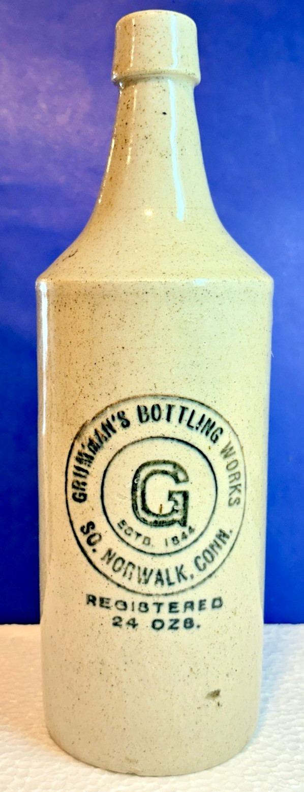 Antique Grumman\'s Bottling Works So Norwalk CT Stoneware Soda Ginger Beer Bottle