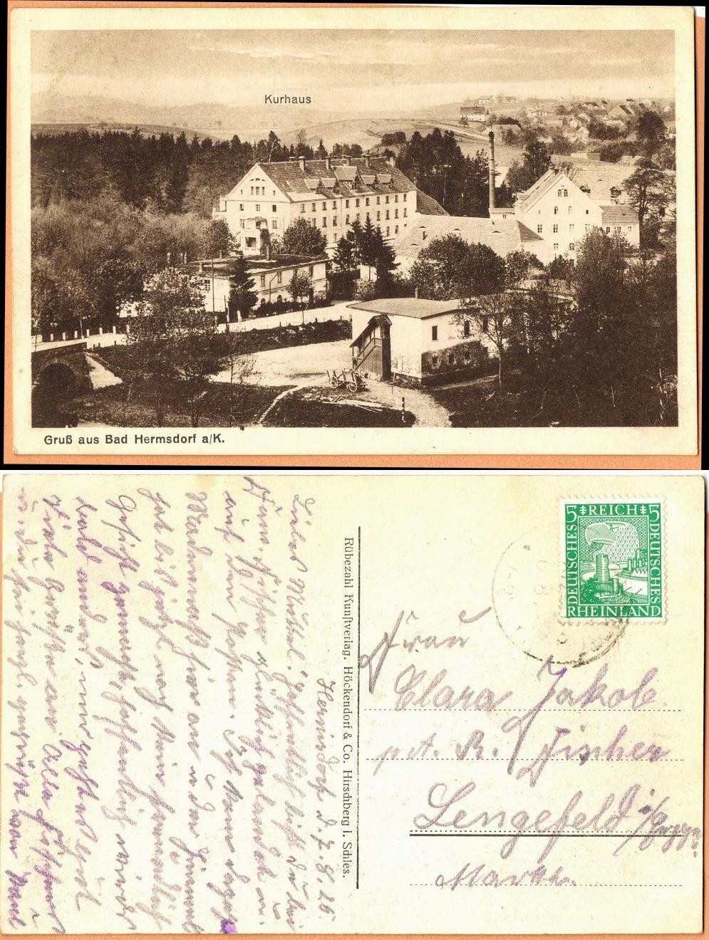 Bad Hermsdorf an der Katzbach-Goldberg Złotoryja lot at the Kurhaus 1926
