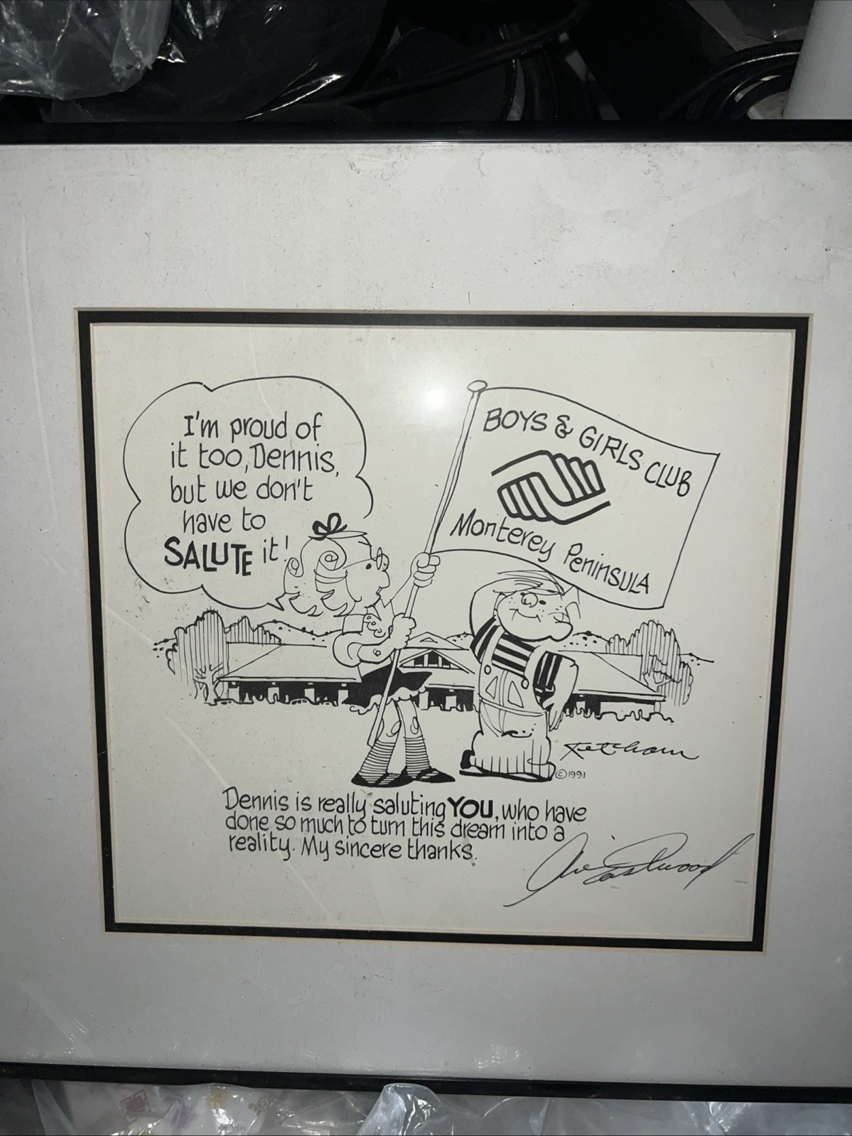 Dennis the Menace Hank Ketcham & Clint Eastwood Signed 1991 Boys & Girls Club