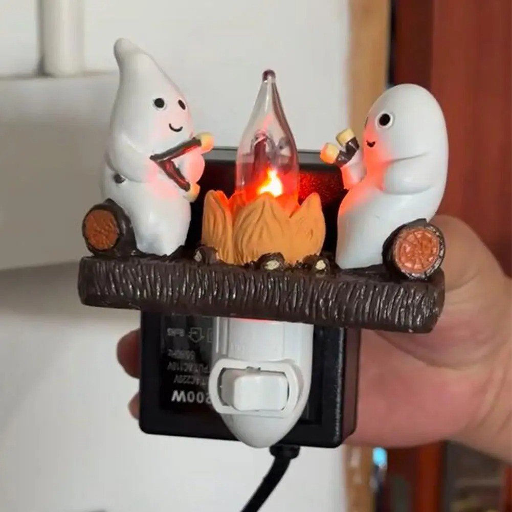 Halloween Decorations, Ghost Campfire Flickering Nightlight, 3D Sculpture 1 Pack