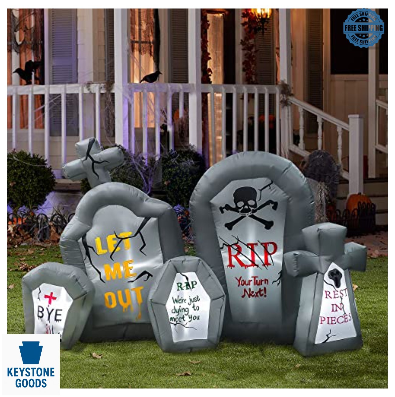 Halloween Inflatable Tombstone 6.6 Ft LED Lighted Gravestone Decoration for