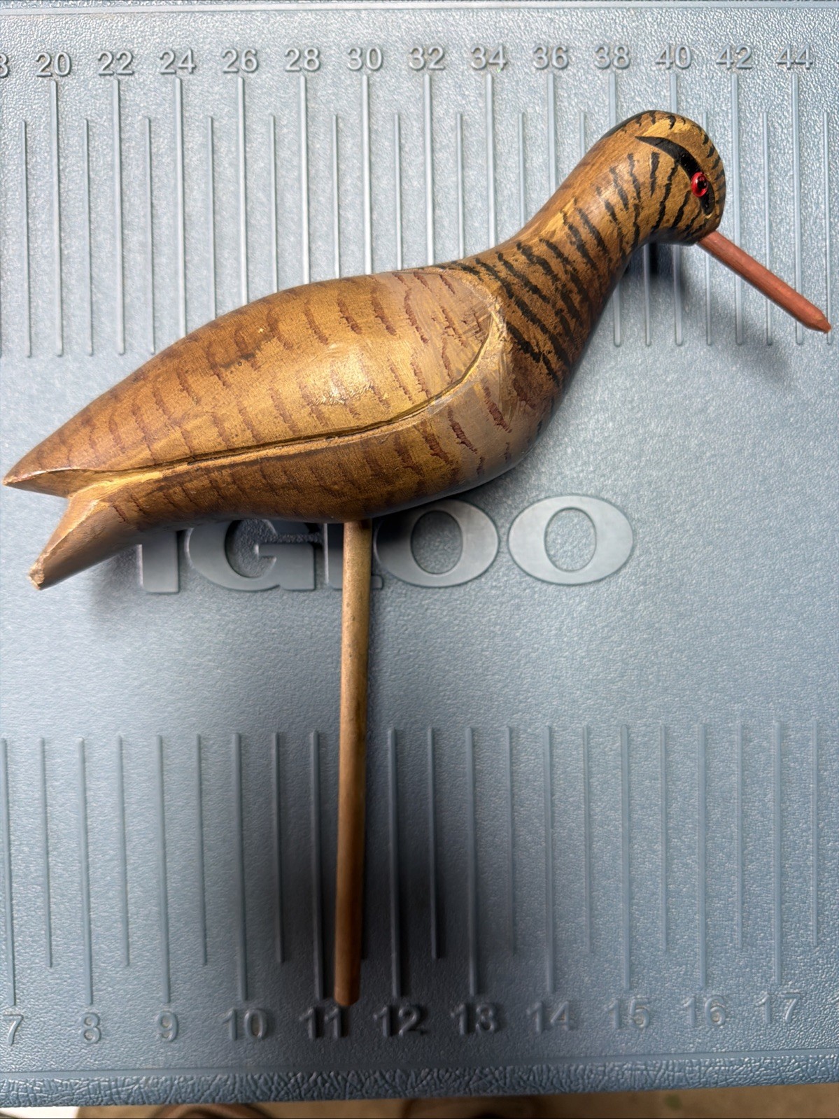 Vintage Hand Carved Wooden Shorebird Missing Base