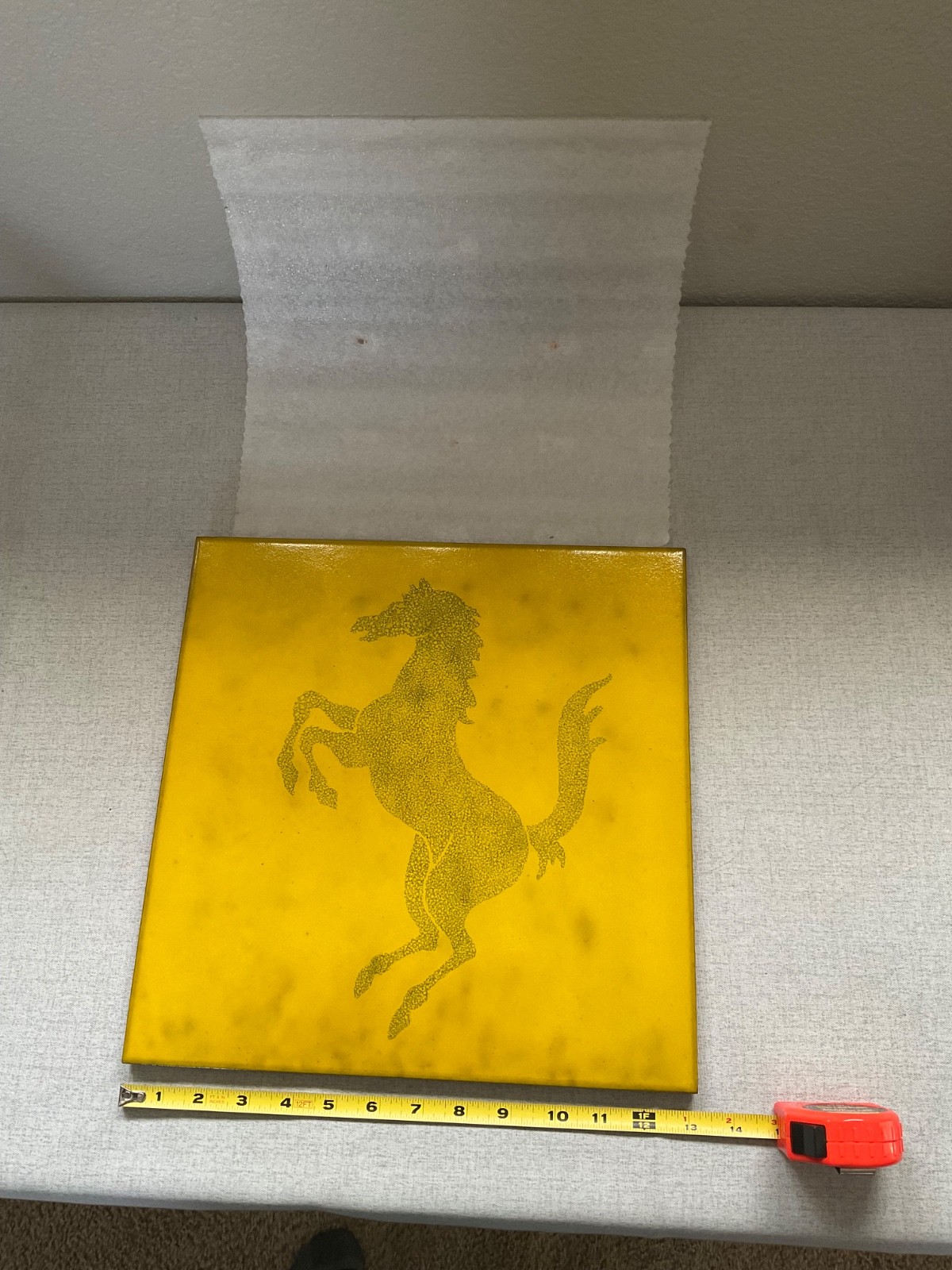 ORIGINAL NOS FERRARI FACTORY TILE, COMMISSIONED BY ENZO FERRARI 13” NOS