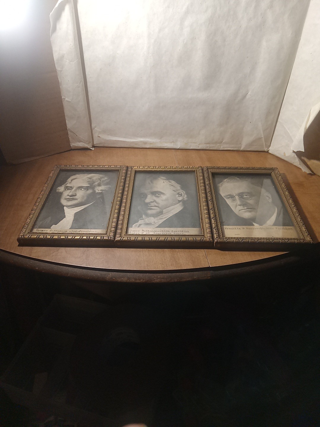 1940s-50s Vintage Masonic Presidential Pictures Jefferson, Buchanan, F D R