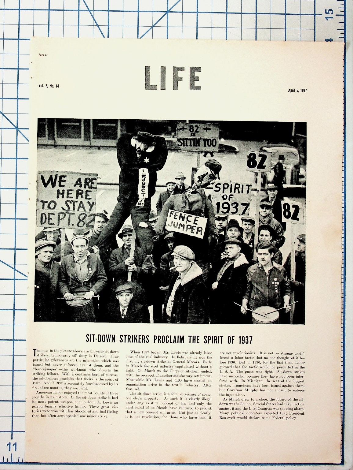 1937 Sit-Down Strike Chrysler Detroit Labor History Print Article