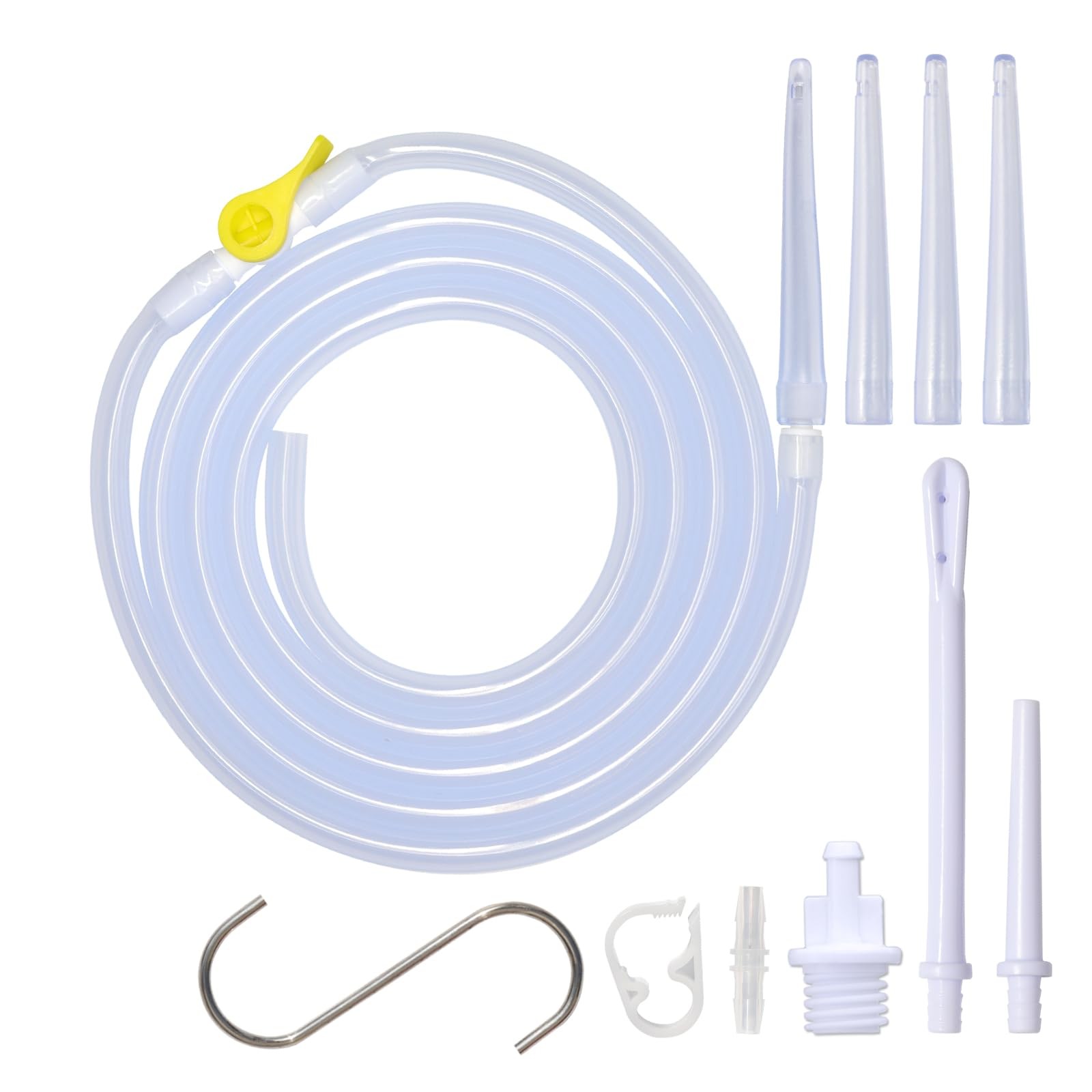 Enema Kit Replacement Part - 6.6ft Silicone Hose With 6 Tips, Clear 