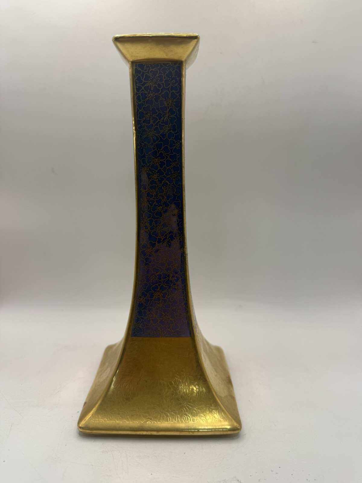 Antique Pickard Etched China B&Co Limoges France 9” Gold Cobalt Blue Vase *