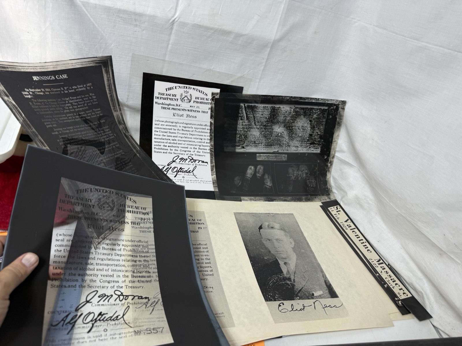 Historical 1920s Prohibition Era Eliot Ness Document Display Set 