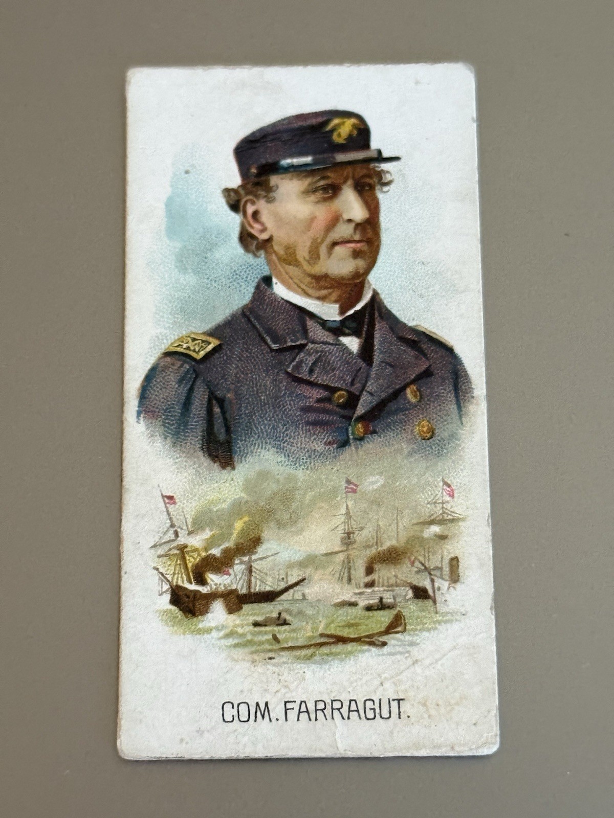 RARE COM. FARRAGUT 1889 N222 Kinney Bros. cigarettes Leaders VG+ RARE COM. FARRAGUT 1889 N222 Kinney Bros. cigarettes Leaders VG+