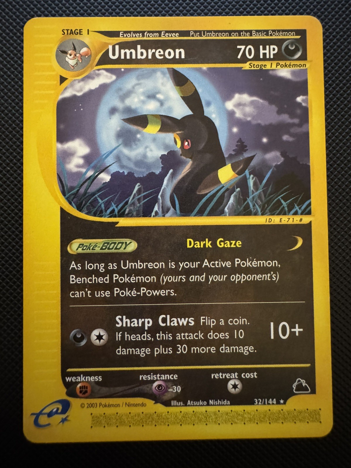 Umbreon 32/144 Skyridge Pokemon Non Holo Rare Excellent