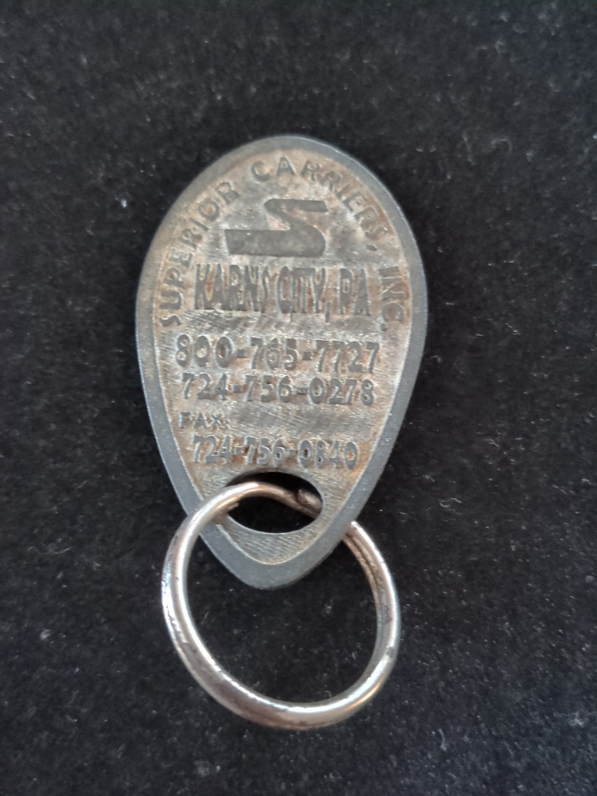 Vintage Superior Carriers Inc. Karns City PA Keychain Fob Metal