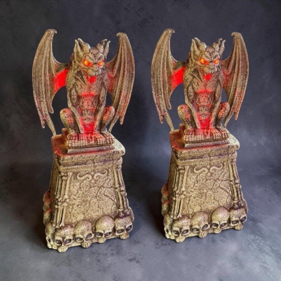 2024 Home Depot Halloween  Grave & Bones 5.5 Foot LED Gargoyles set of 2