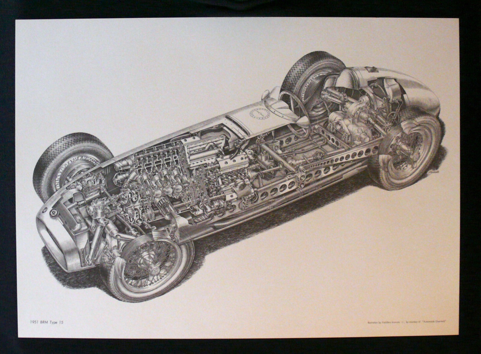 Yoshihiro Inomoto 1951 BRM Type 15 Cutaway Print Technical Drawing