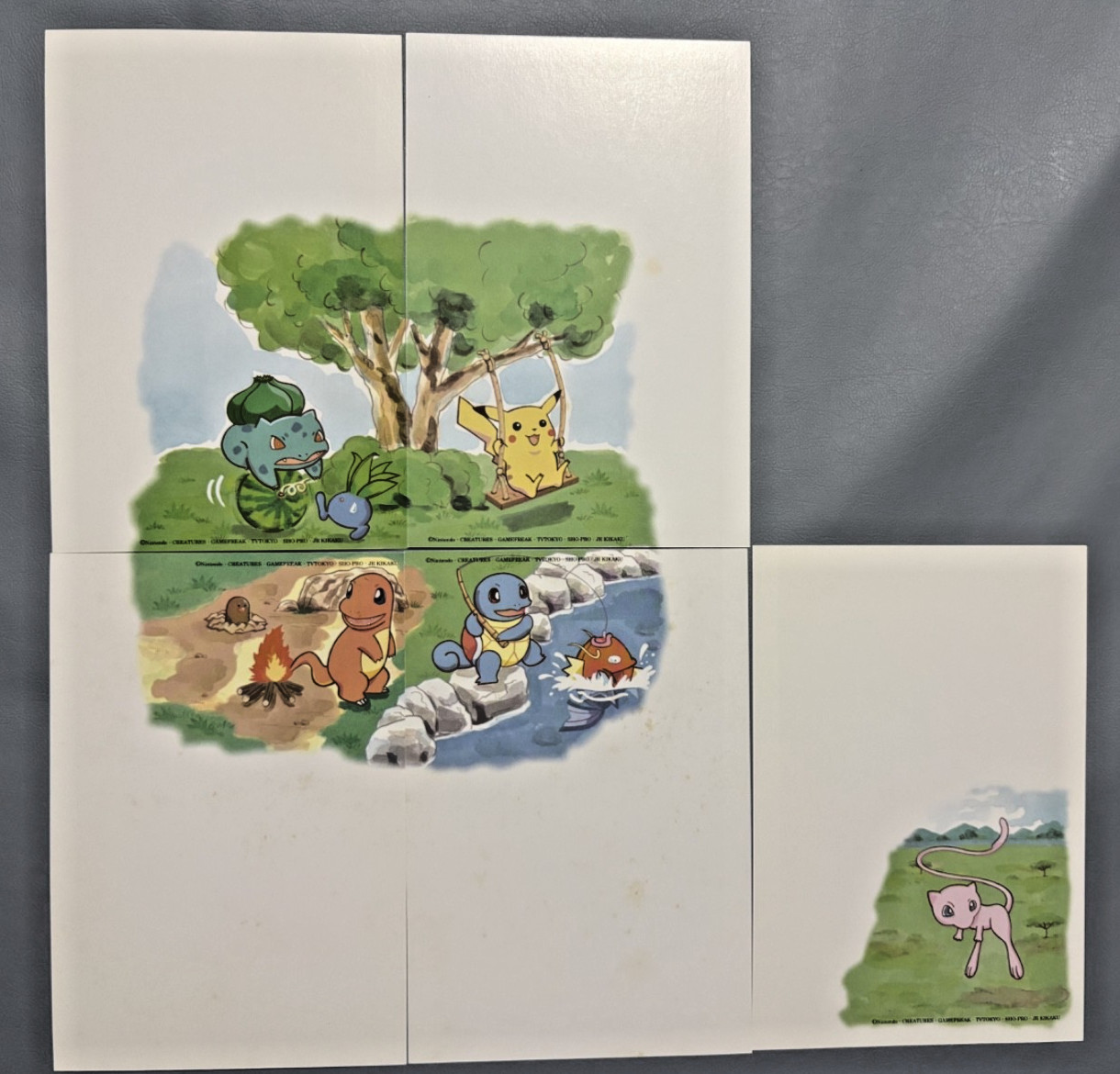 Vintage Japanese Pokemon Multi-panel Post Cards 90s Japan Post Limited