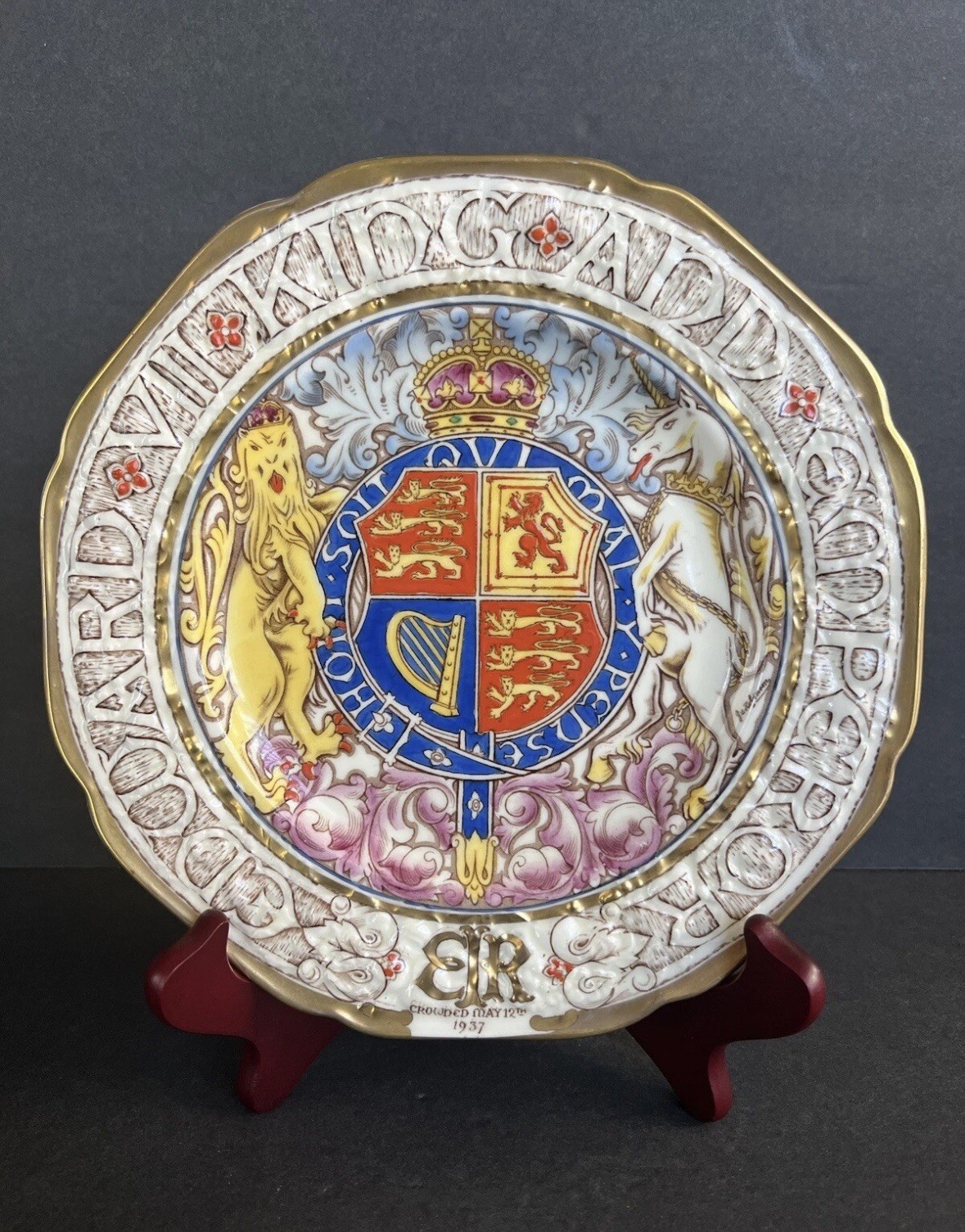 Scarce 1937 King Edward VIII Paragon China 8.5”Coronation Plate relief design