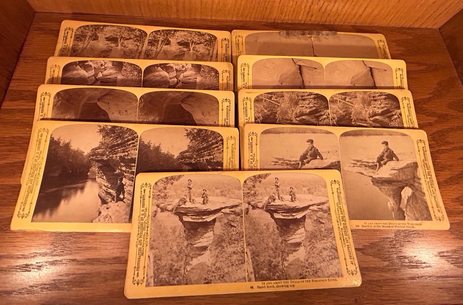 9 Antique H.H. Bennett Wisconsin Dells Stereoviews Kilbourn WI Photographs