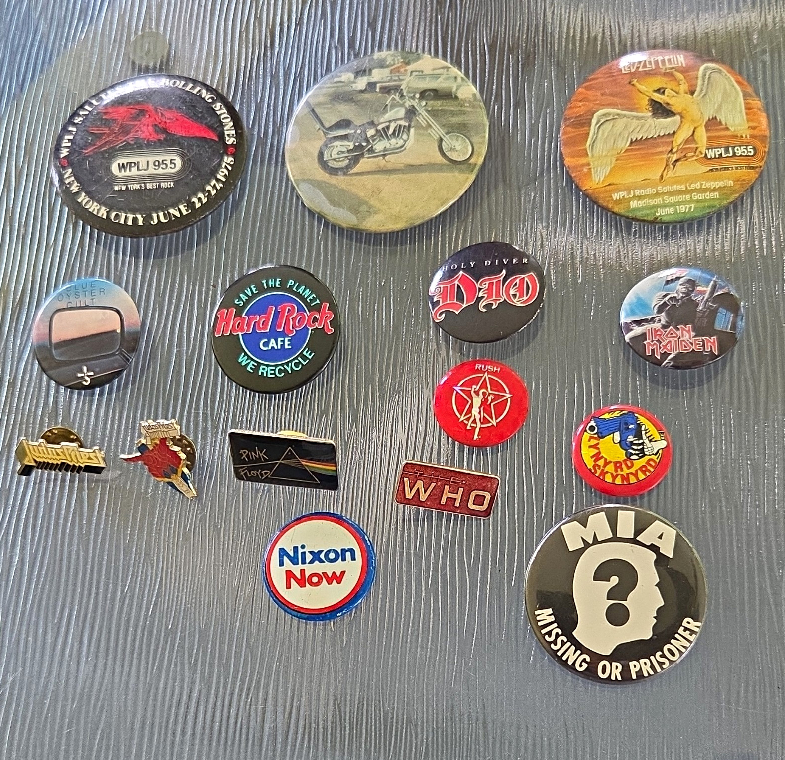 Vintage Pinback Buttons & Pins Mixed Lot Led Zeppelin Rolling Stones Pink Floyd
