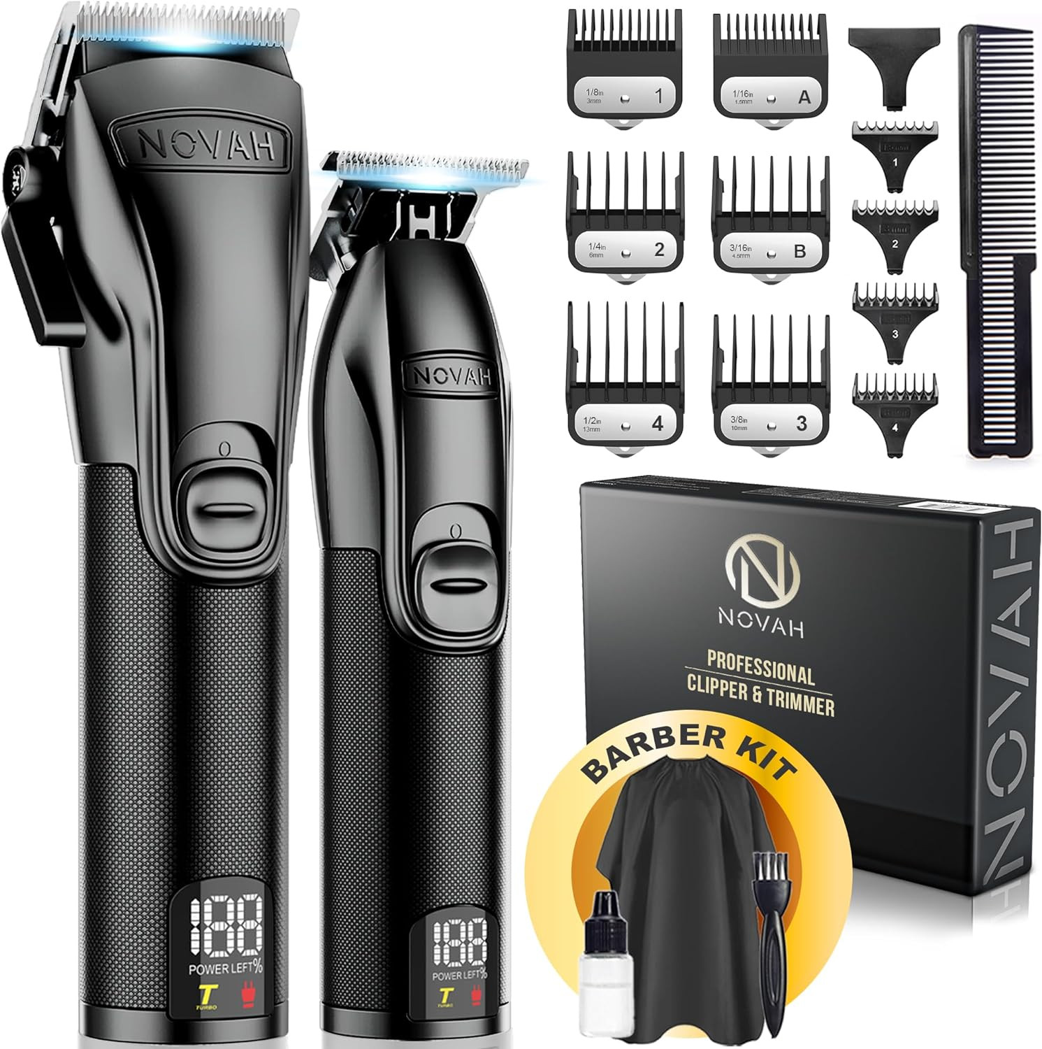 Novah® Professional Hair Clippers for Men, Professional Barber Clippers and Trim