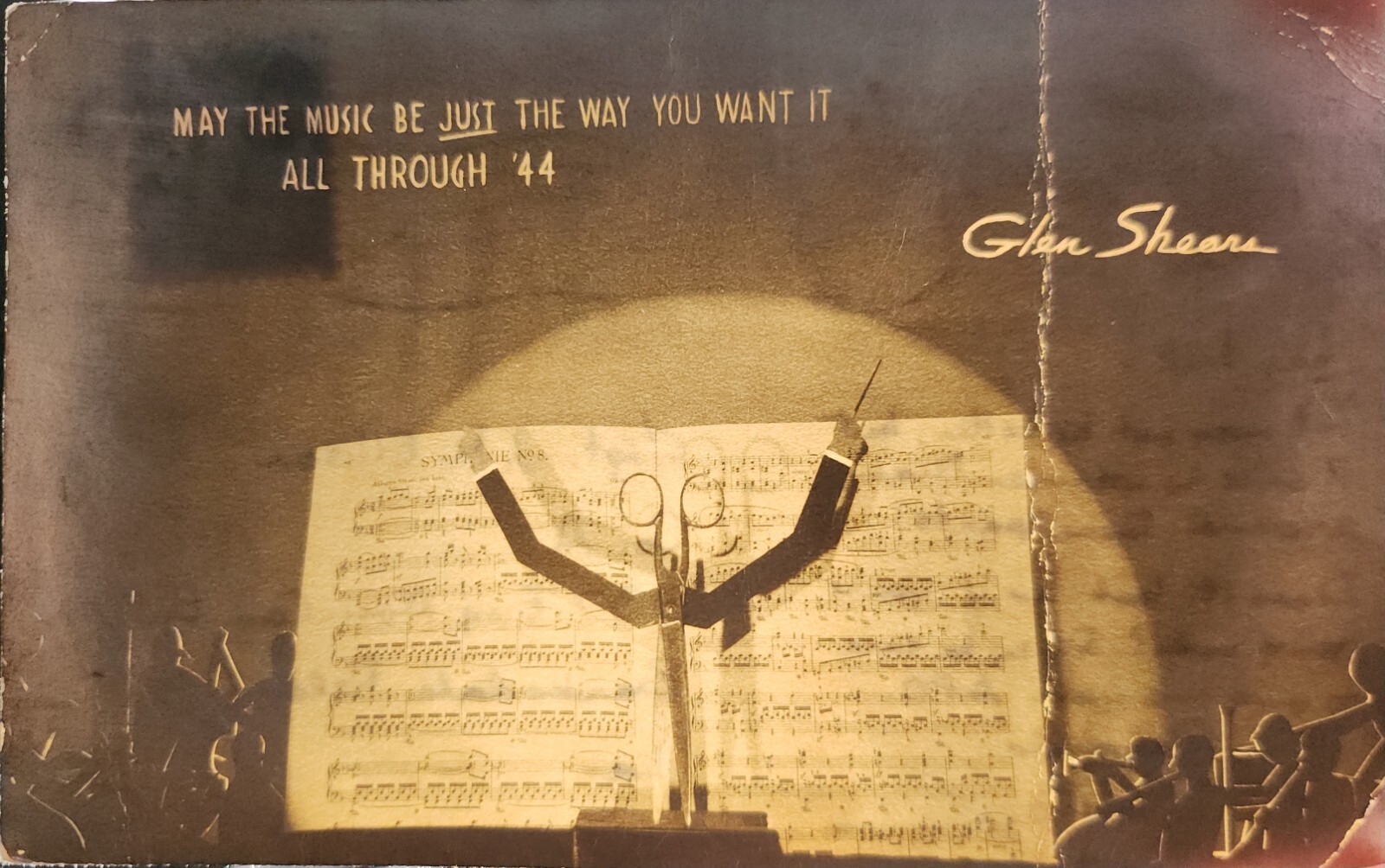 Glen Shears New Years WWII Rare Hold-to-Light Real Photo Postcard December 1943