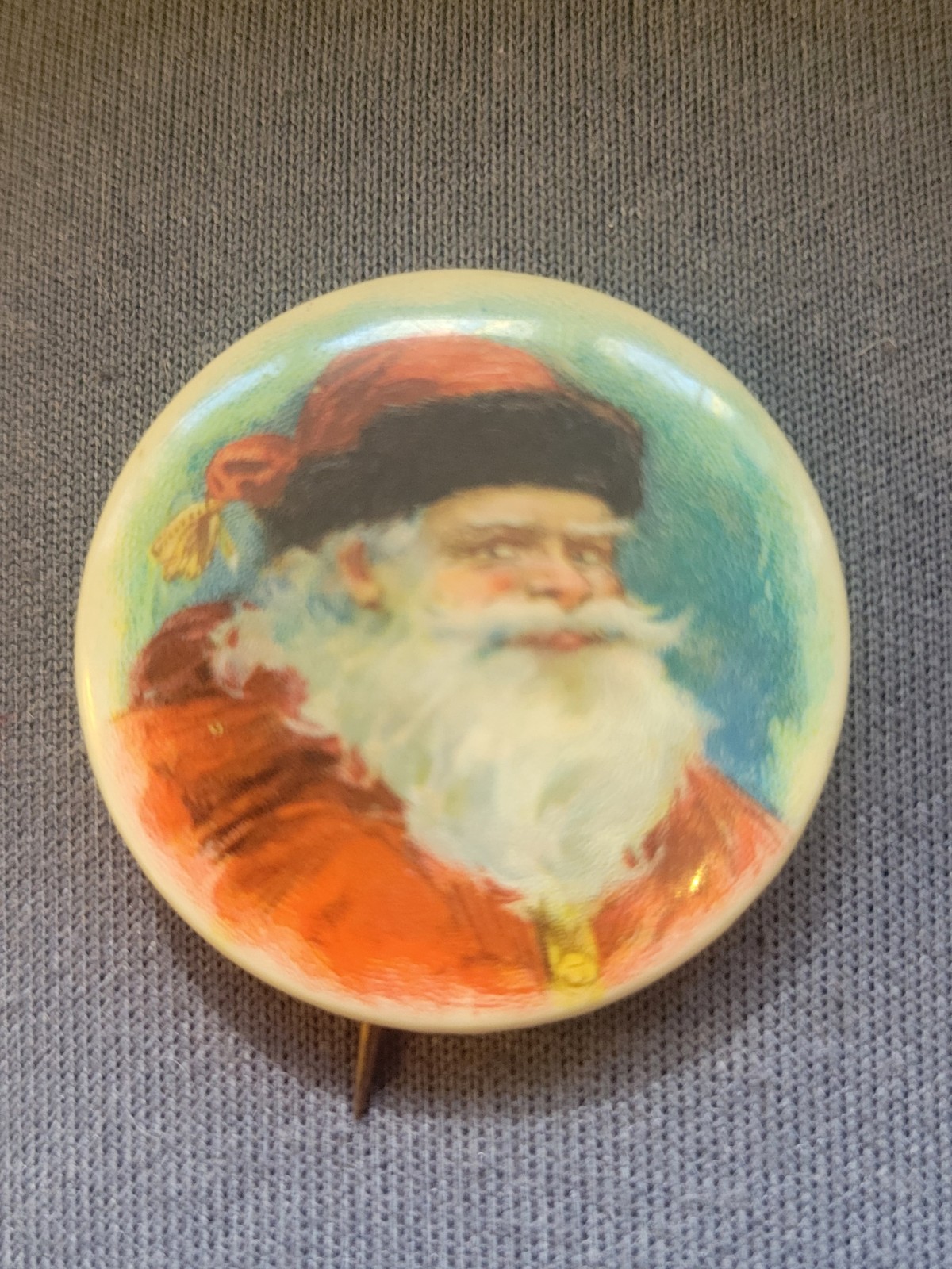 Antique & Fine EHRMAN MFG CO BOSTON Santa Claus  Celluloid Pinback Button