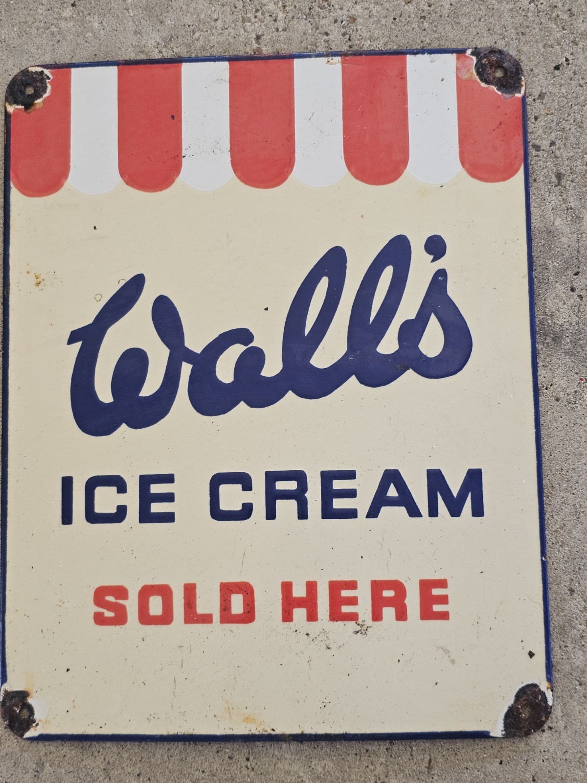 VINTAGE WALLS ICE CREAM PORCELAIN SIGN OLD DAIRY CREAMERY LONDON UK ADVERTISING