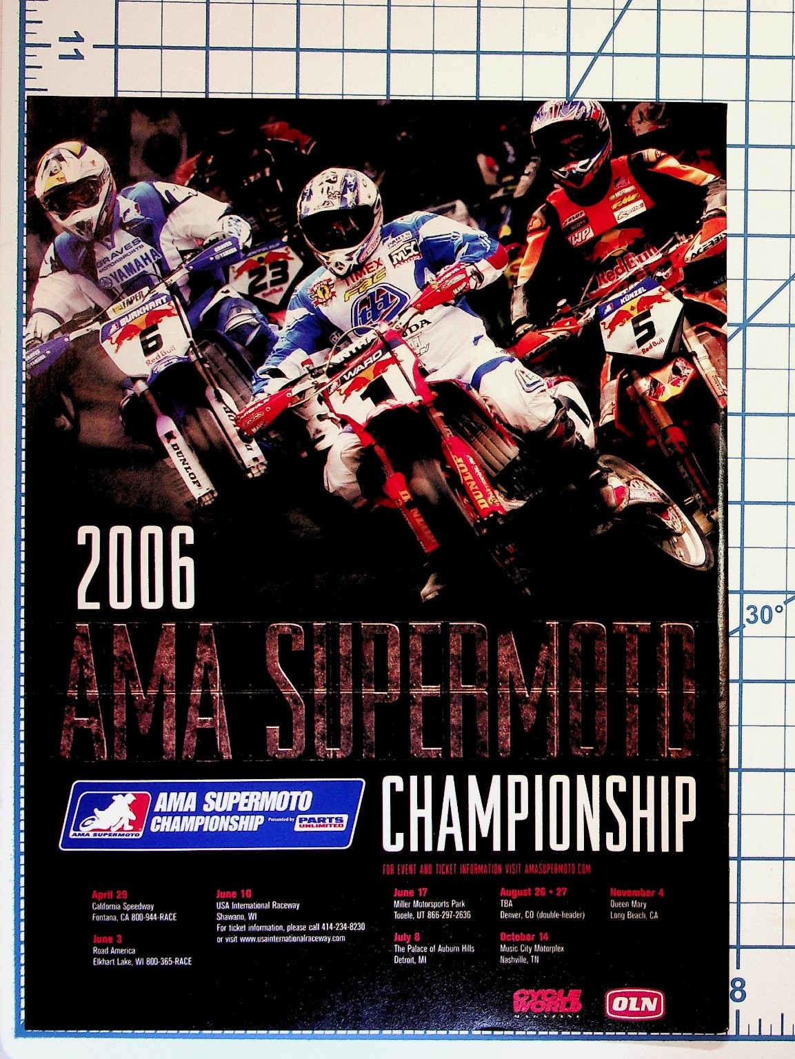 2006 AMA Supermoto Championship Race Schedule Print Ad Motocross Ephemera