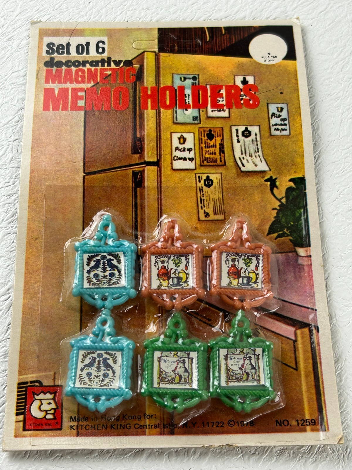 1978 Kitchen King Magnetic Memo Holders Set of 6 Sealed Retro Fridge Dec