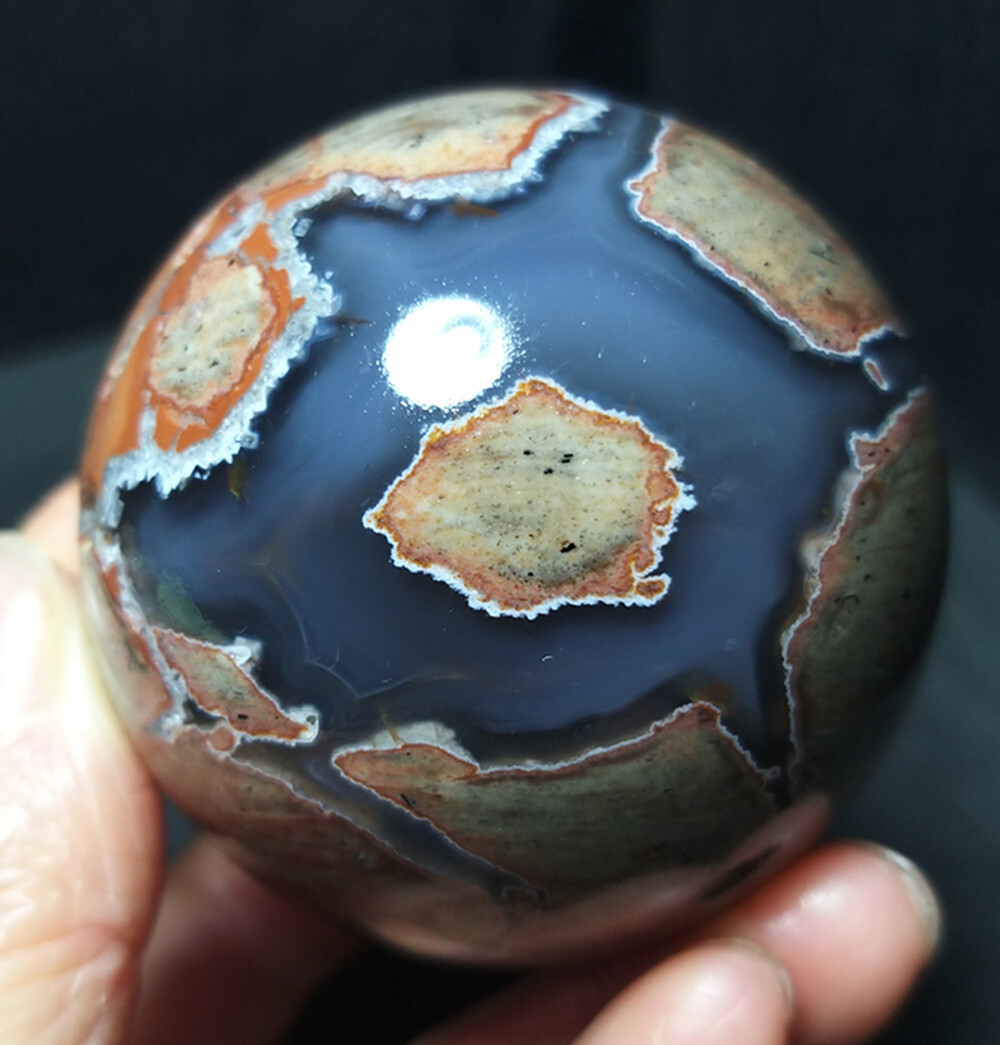 TOP 234.6G Natural Polished Football Agate Stone Sphere Ball Healing WD717