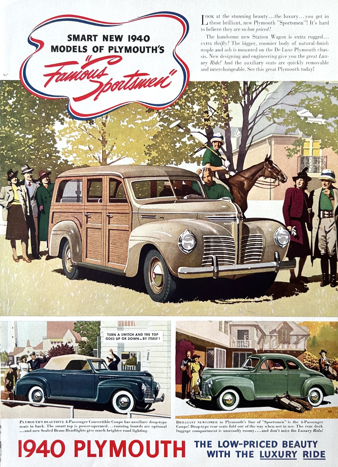 1939 Ad (9 3/4 X 13 1/4inches) 1940 Plymouth Station Wagon Convertible Coupe