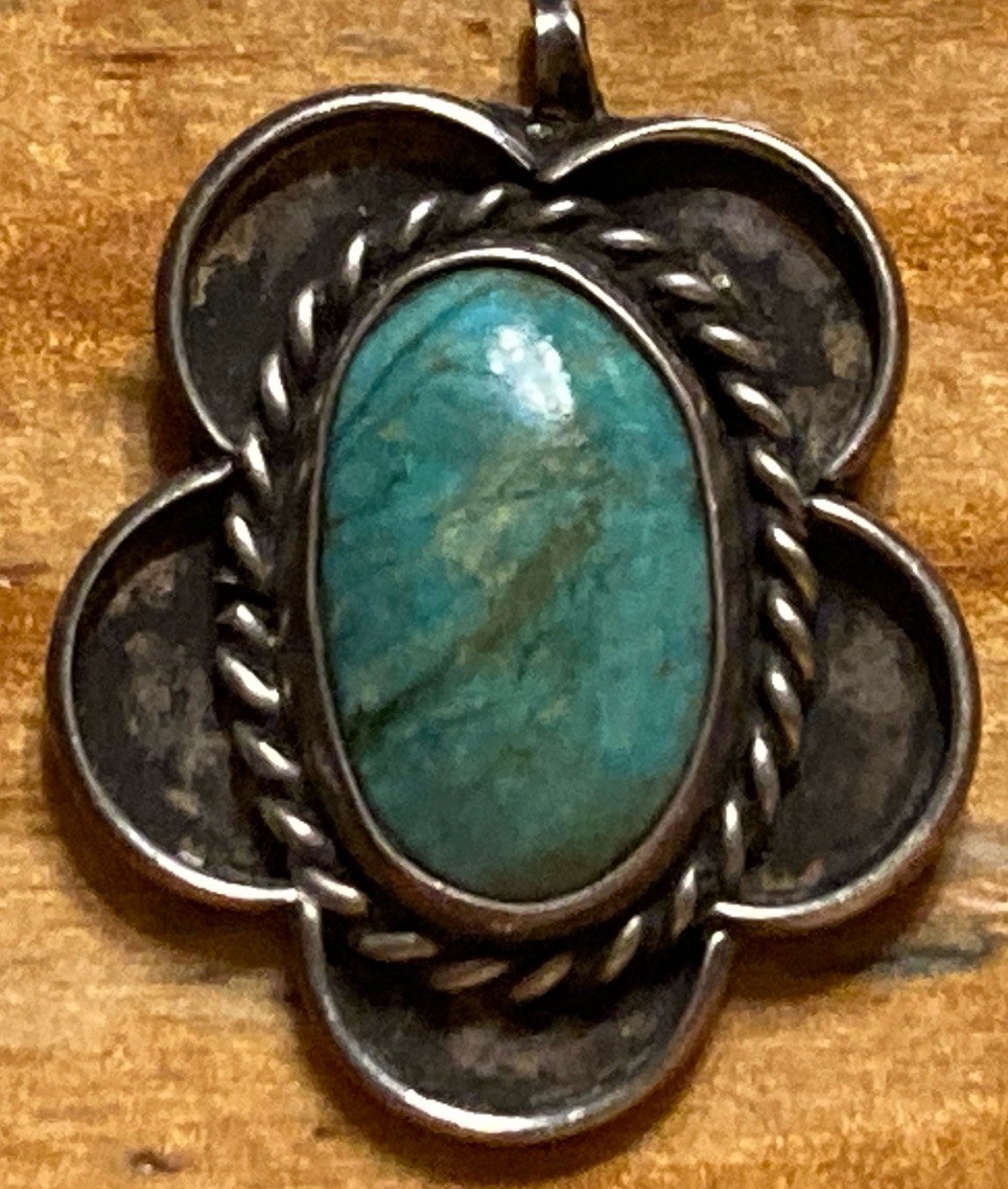 Navajo Pendant Sterling Vintage Set Turquoise Stone 4.6g 1.21\