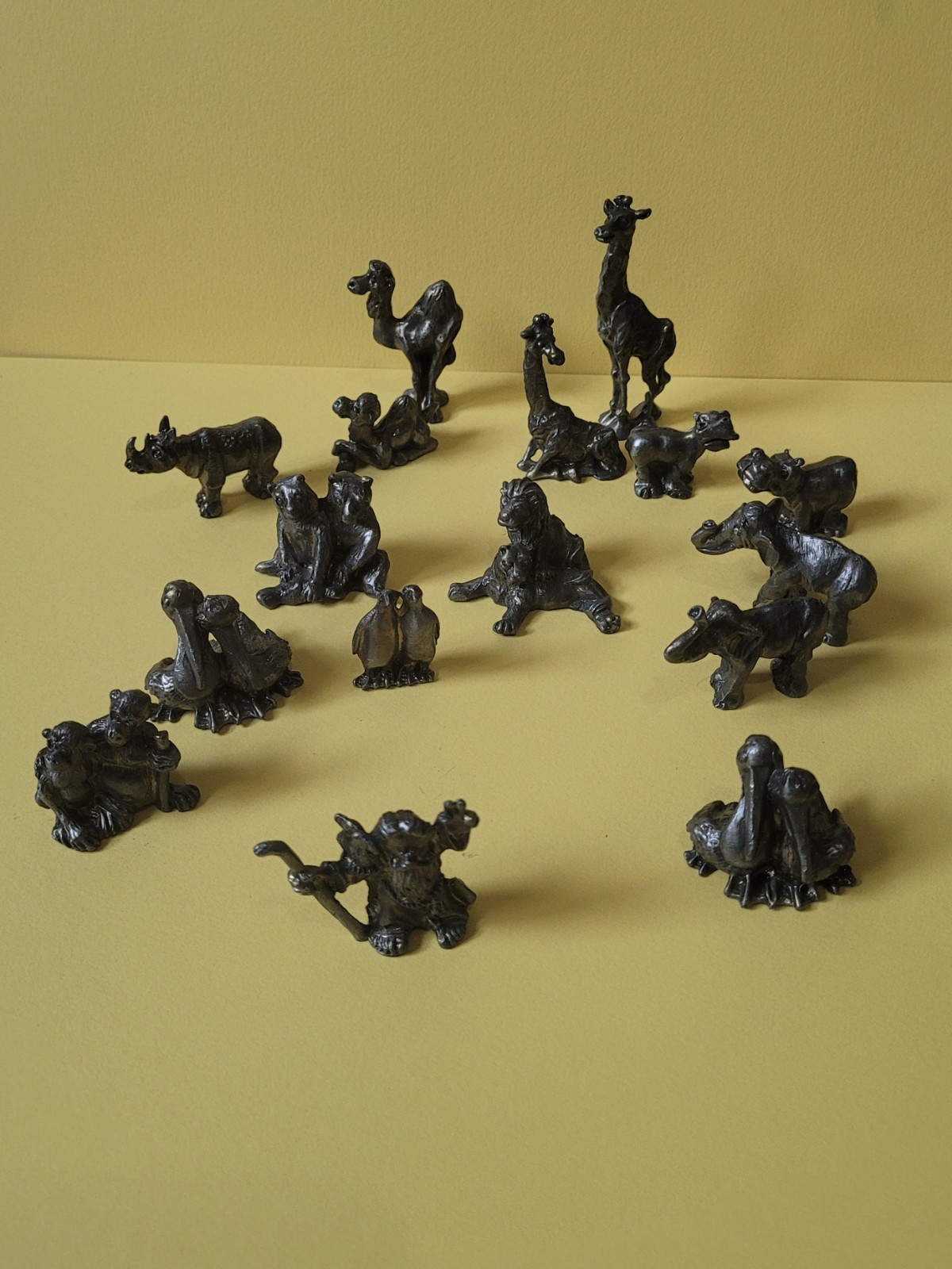 Vintage Noah’s Ark 16 Piece Pewte Animal 1.75\