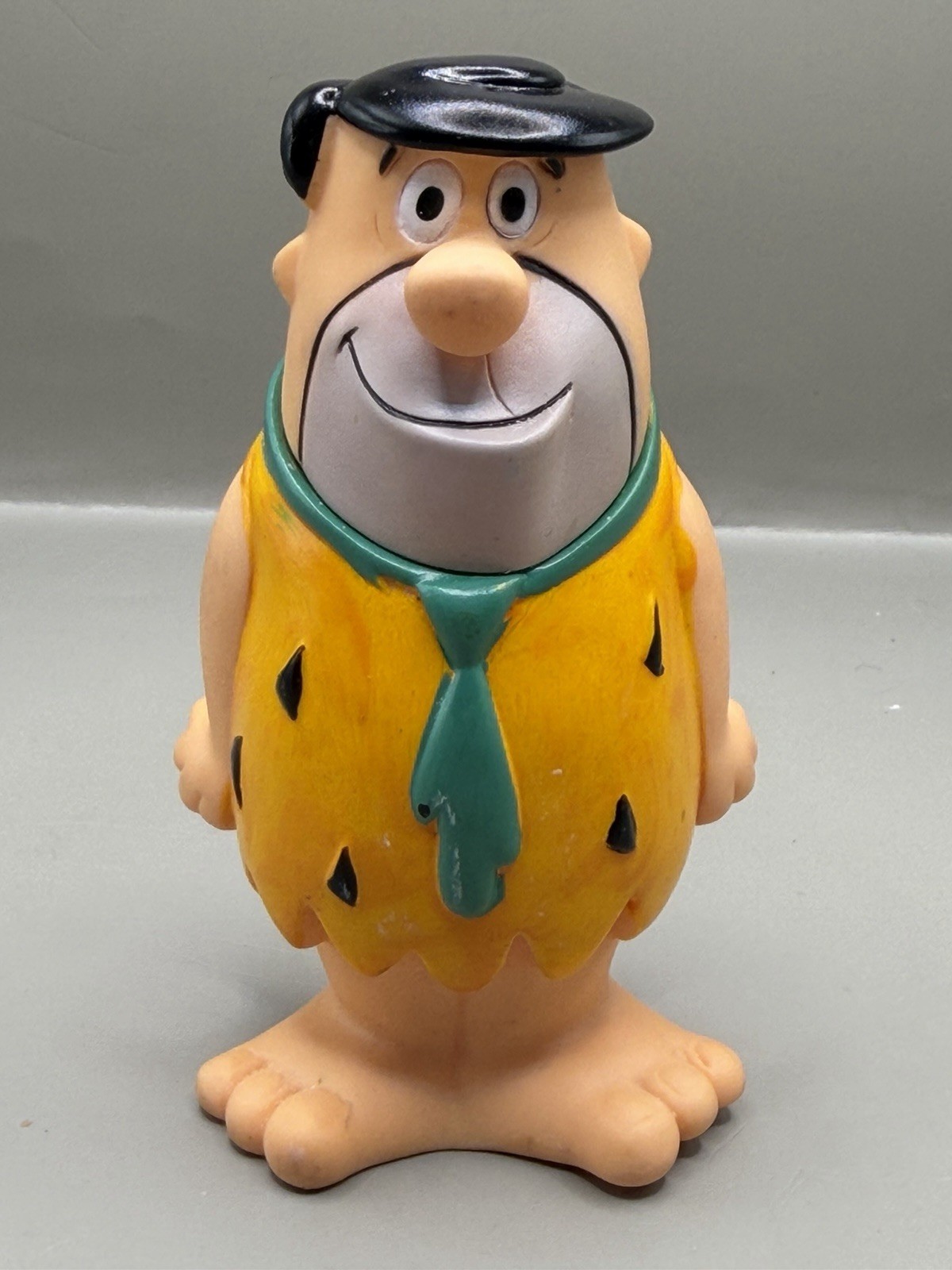 Vintage 1980 Fred Flintstone Vinyl Coin Bank Hanna Barbera Theme Park Toy Plug
