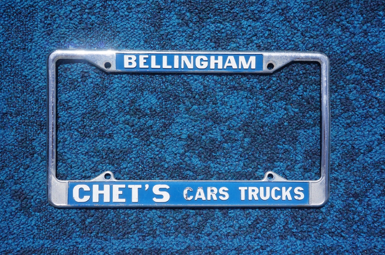 BELLINGHAM Washington License Plate DEALER FRAME - CHET\'S CARS TRUCKS