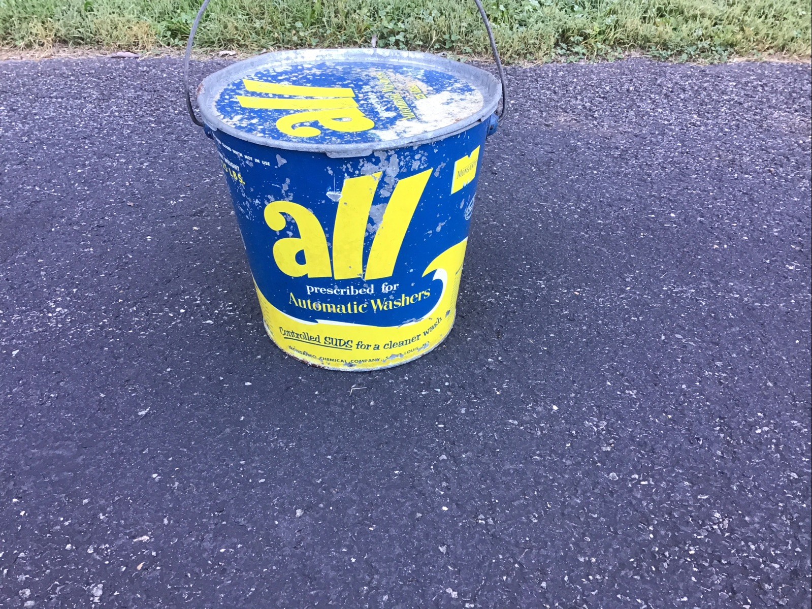 Vintage All Laundry Detergent 25lb Metal Pail Bucket And Lid 1950s
