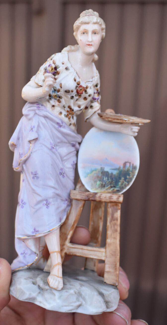Antique early 1900s German Volkstedt porcelain marked  painter figurine